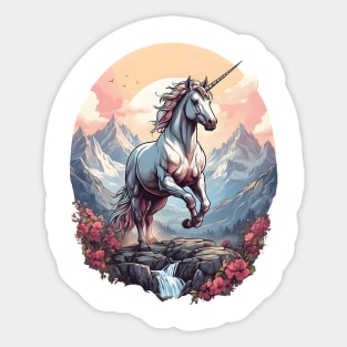 Majestic Magical Unicorn Mountain Landscape Design Sticker